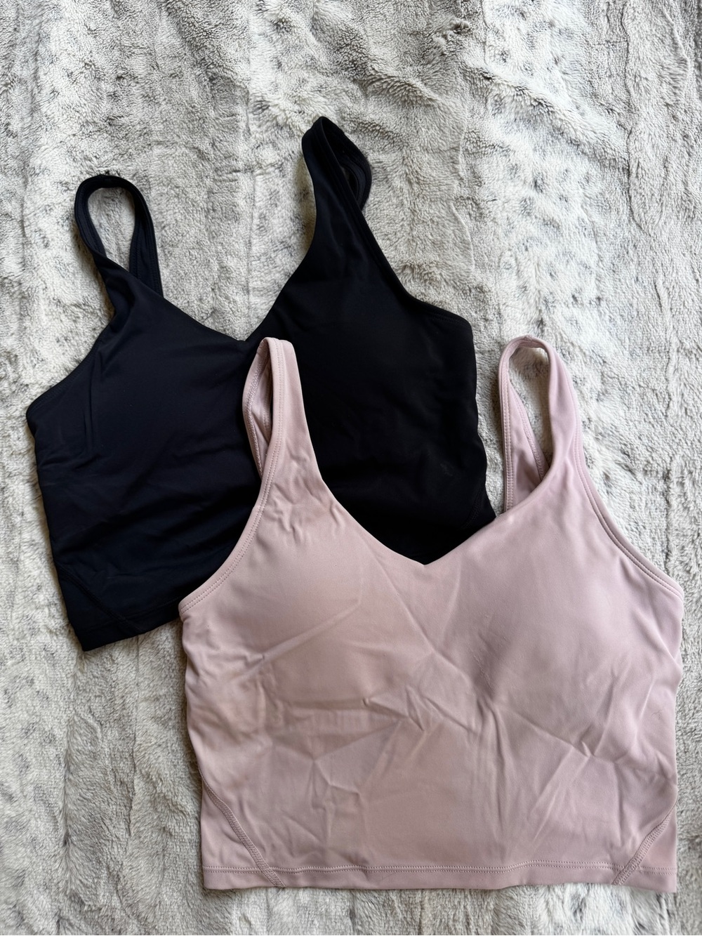 Pair Seamless Padded Tank Sports Bras - Black & Pink